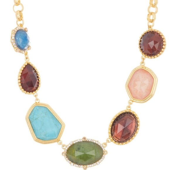 Kate Spade Perfectly Imperfect Necklace Stone Station Drop Gold Multi-Color NEW - Picture 3 of 10